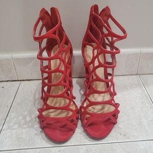 Schutz red suede sandals